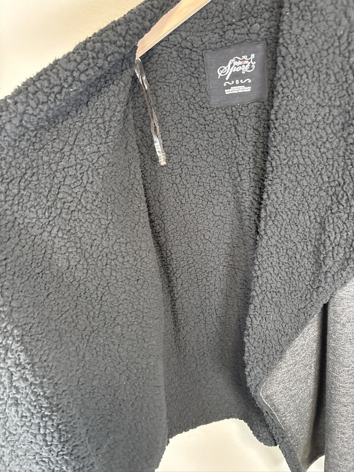 Style & Co Sport Women's Black Fleece Jacket Full Zip Sherpa S - Thumbnail 2