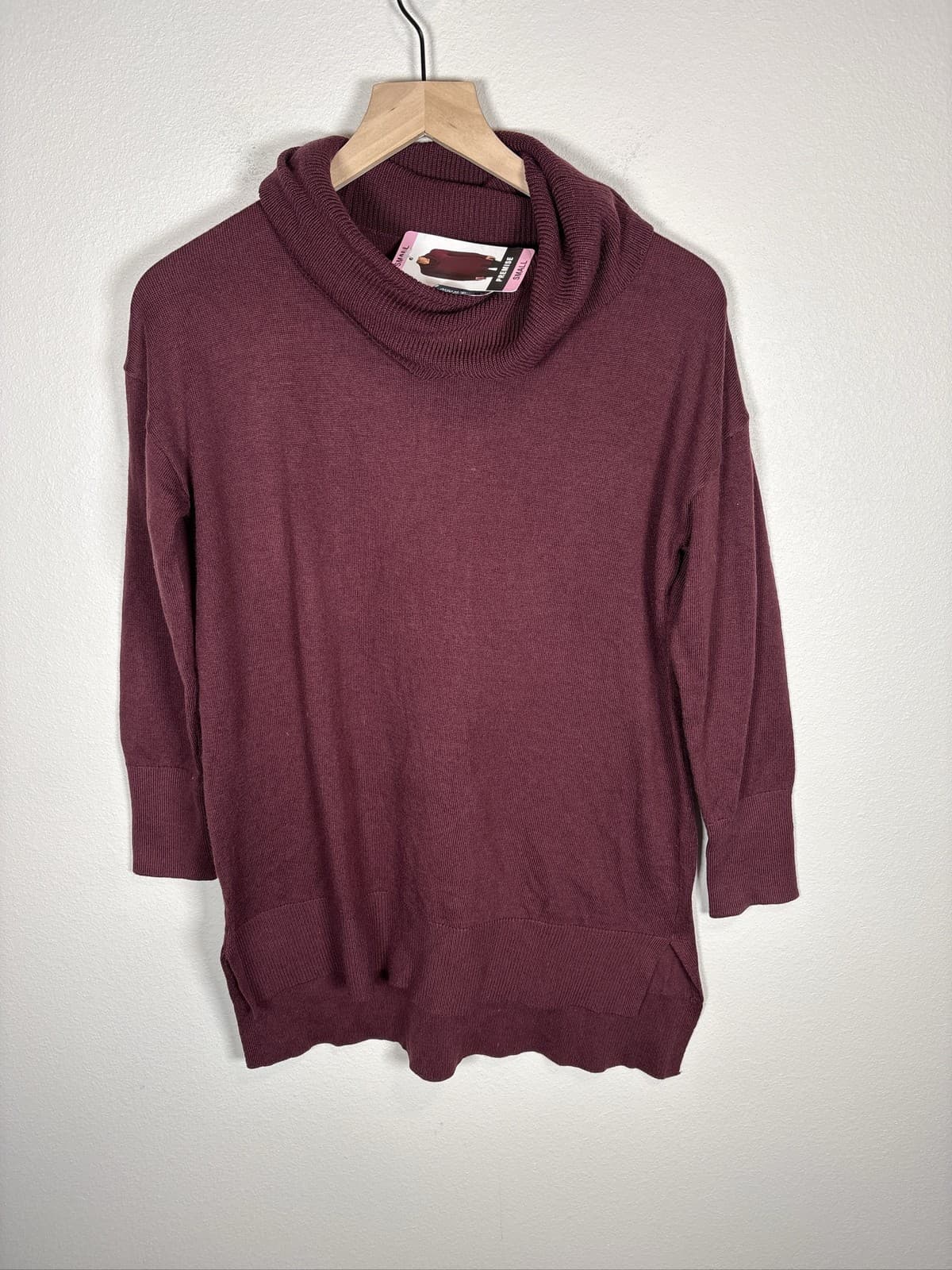 Premise Women's Cowl Neck Burgundy Knit Pullover Sweater Size Small