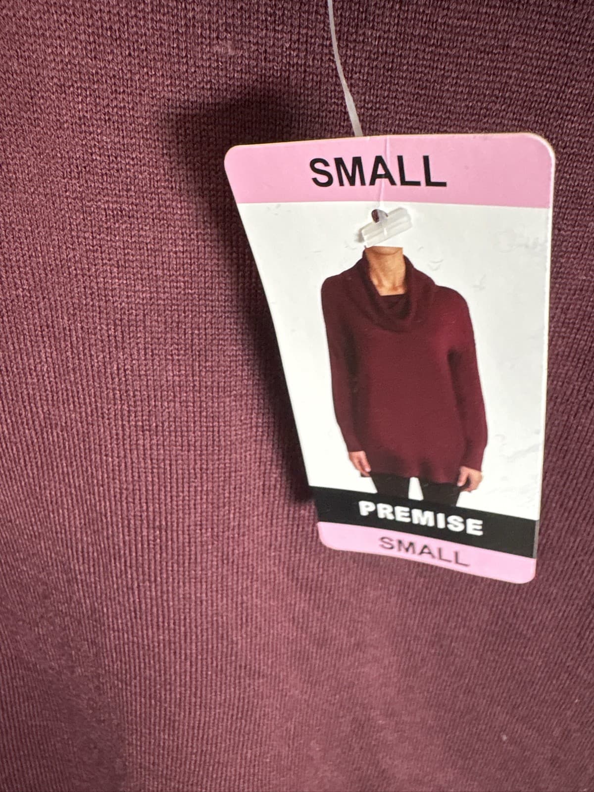 Premise Women's Cowl Neck Burgundy Knit Pullover Sweater Size Small - Thumbnail 4