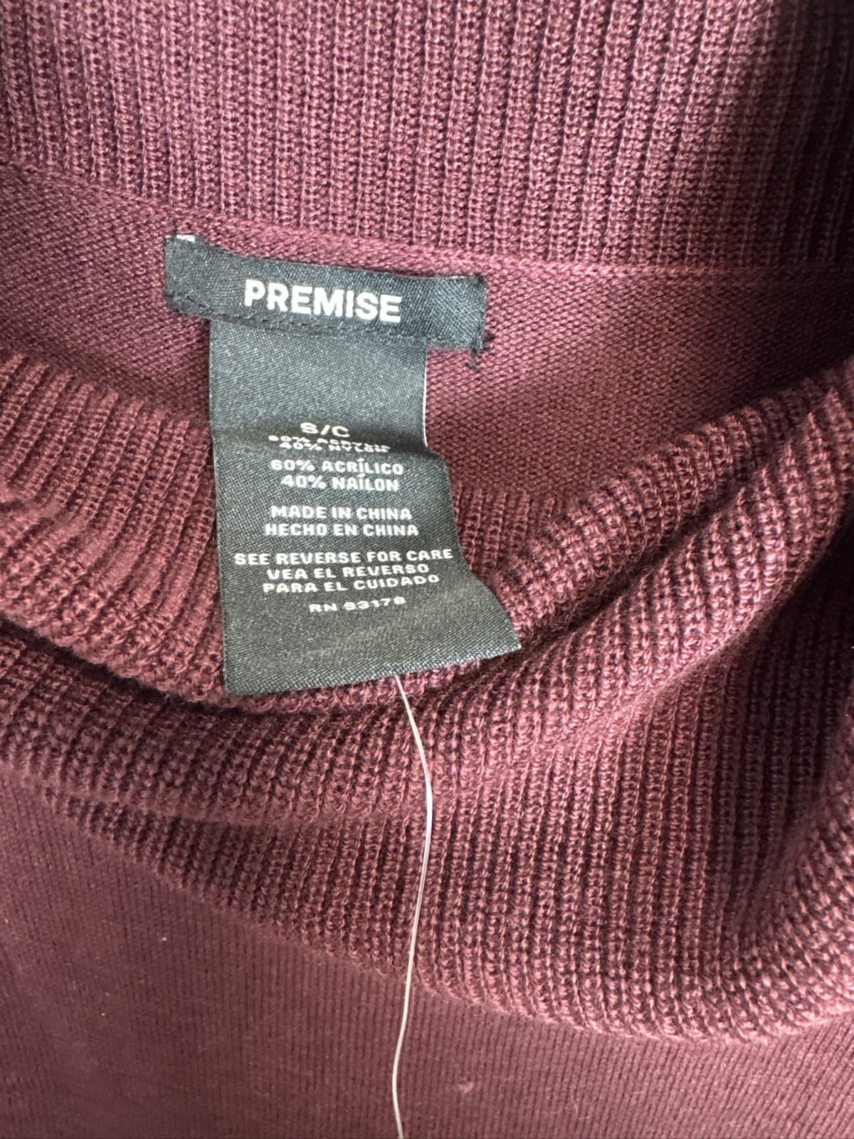 Premise Women's Cowl Neck Burgundy Knit Pullover Sweater Size Small - Thumbnail 3