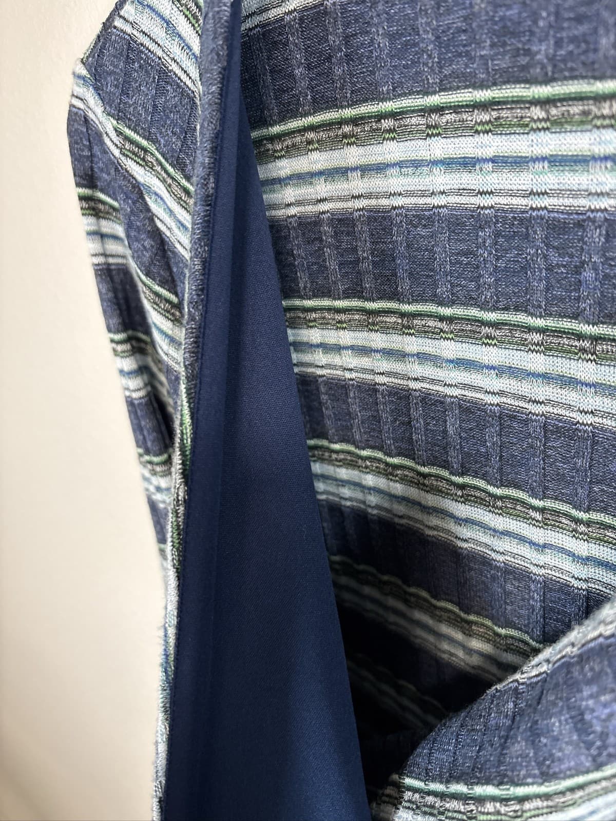 Francesca's Mi Ami Striped Ribbed Knit Faux Wrap Dress Mini 3/4 Sleeve M - Thumbnail 7