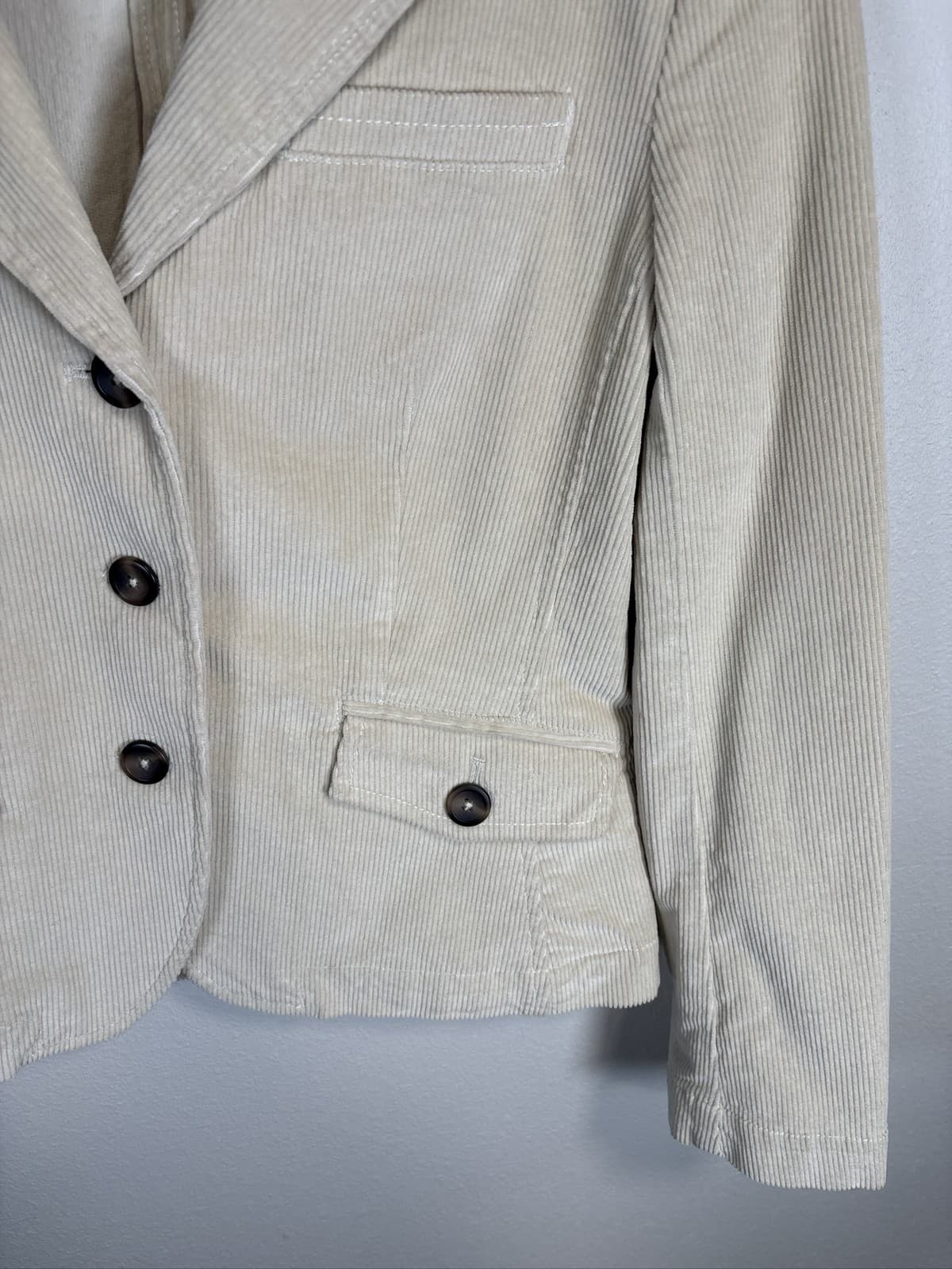 Talbots Women's Tan Corduroy Blazer 4 Pockets Button Academia - Thumbnail 4