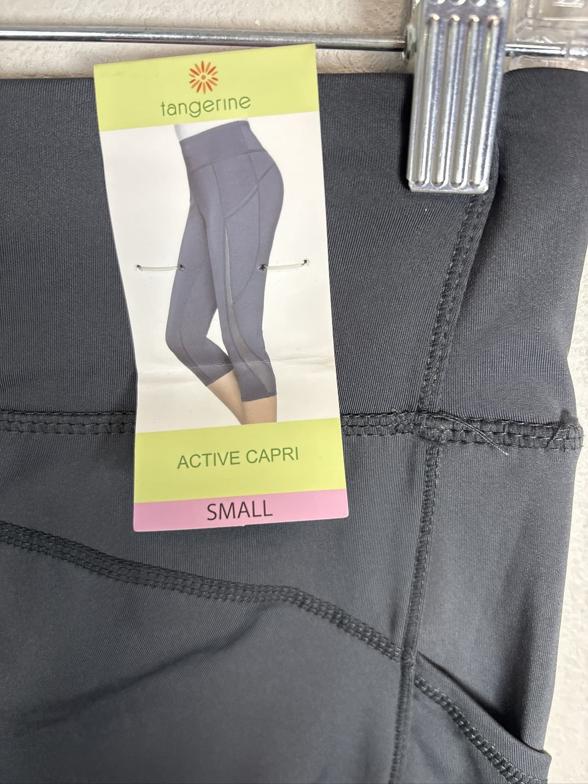 Tangerine Women Gray Active Capri Leggings Mesh Pockets Reflective S - Thumbnail 3