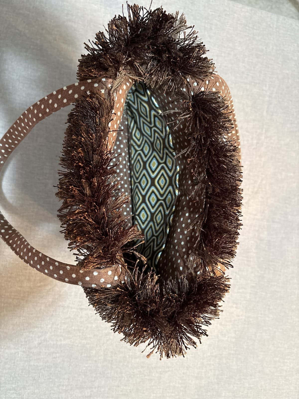 Bagolitas By Janice Classic Brown Fringe Purse Bag Geometric Print Shoulder Tote - Thumbnail 2