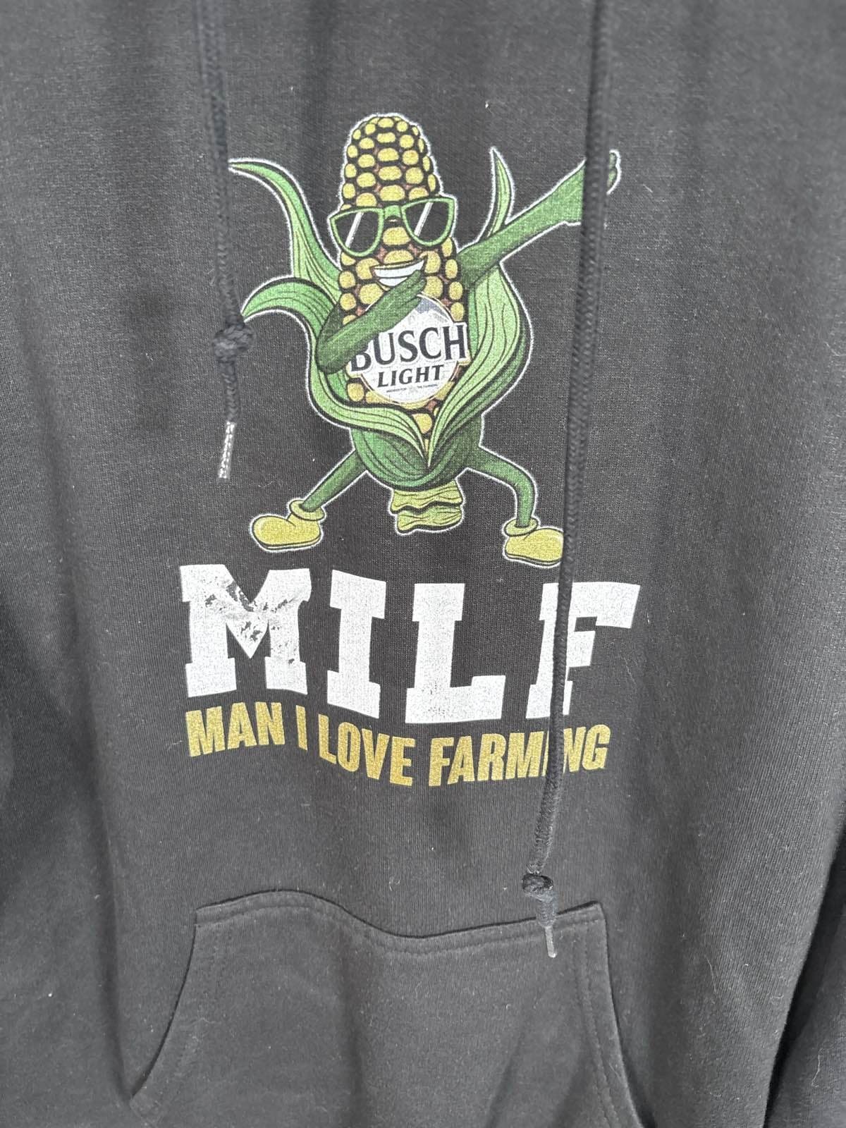 MILF Man I Love Farming Busch Light Corn Hoodie Sweatshirt Black S - Thumbnail 2