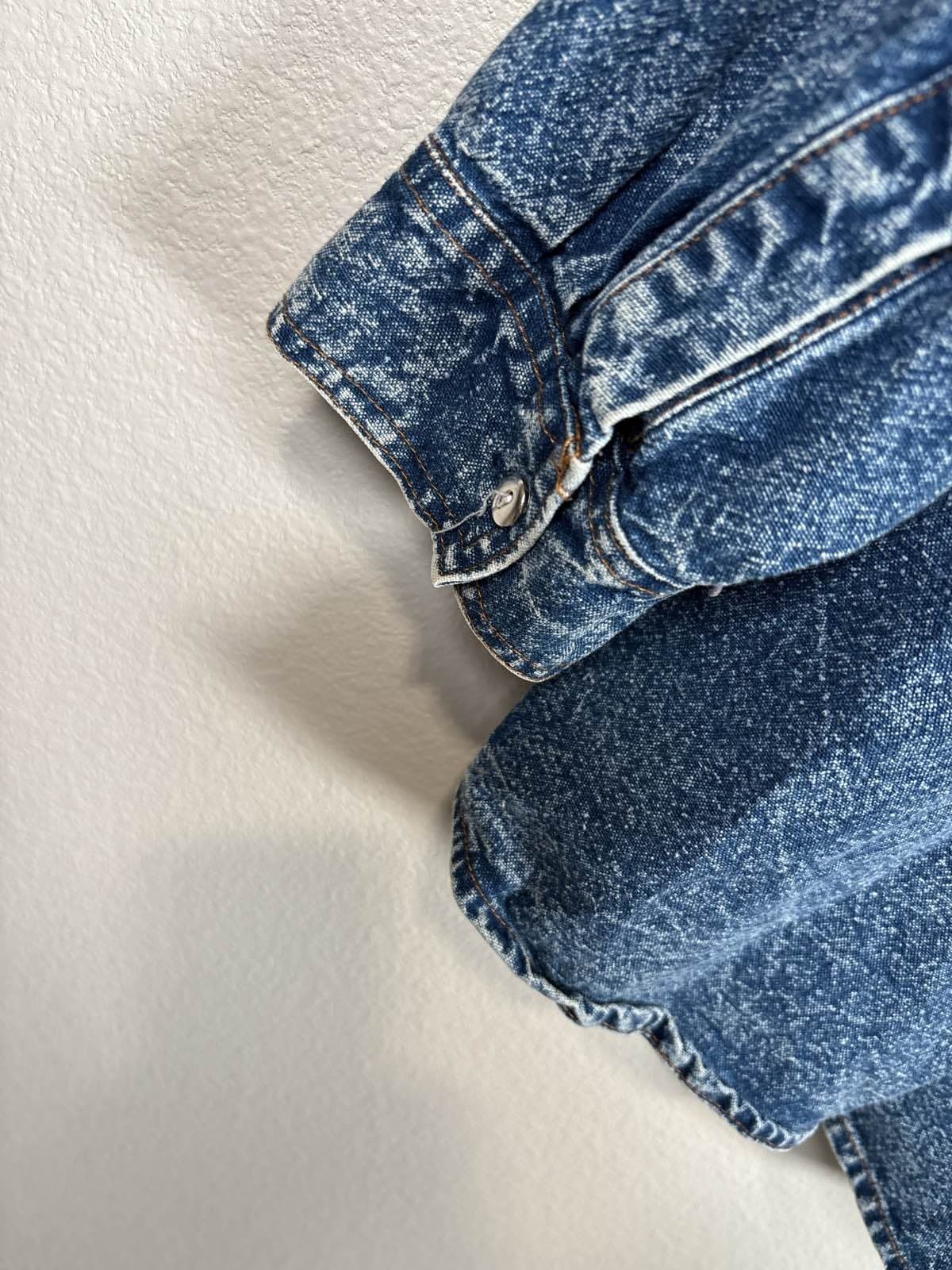 VTG 80s 90s Pretty Bleu Women's Acid Wash Embellished Denim Jean Shirt M - Thumbnail 6