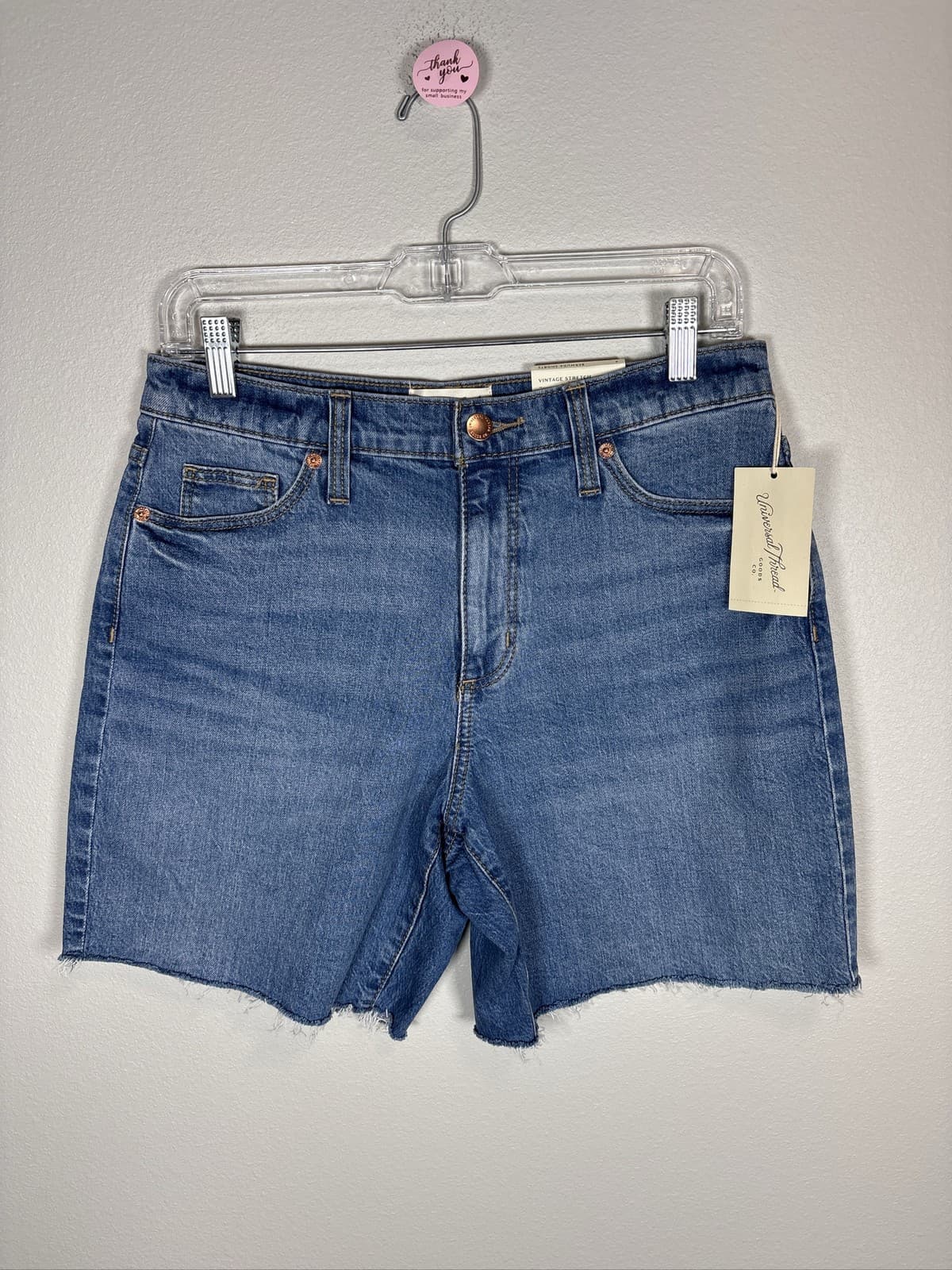 Universal Thread Women Size 4 Vintage Bermuda Denim Shorts Stretch Slim Blue - Thumbnail 3