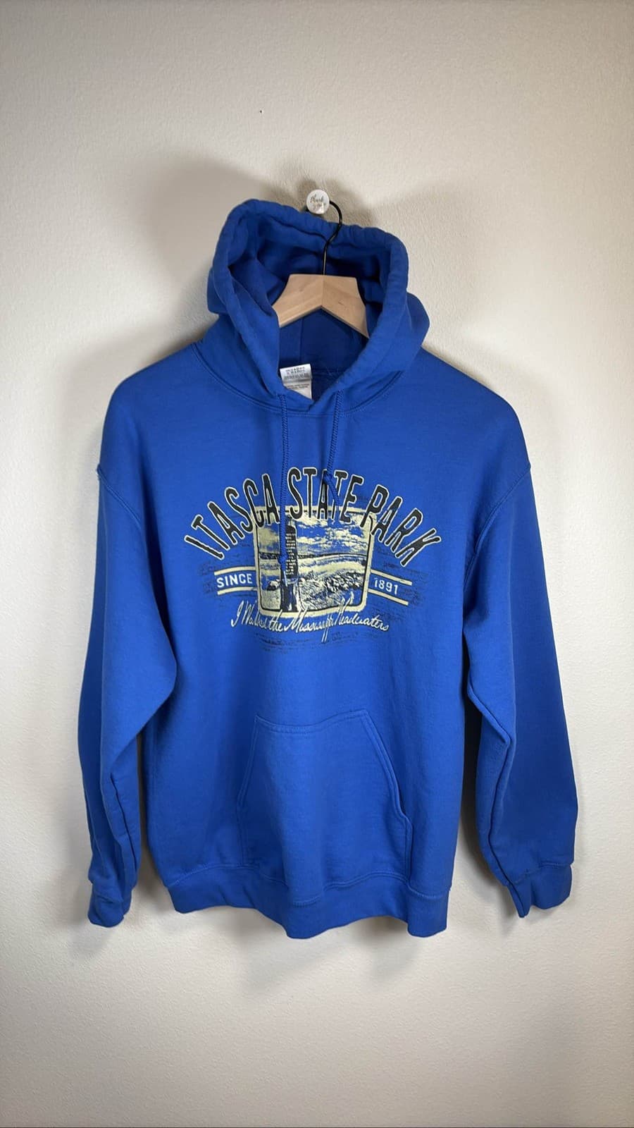 Itasca Park Hoodie Sweatshirt Blue Headwaters Mens M