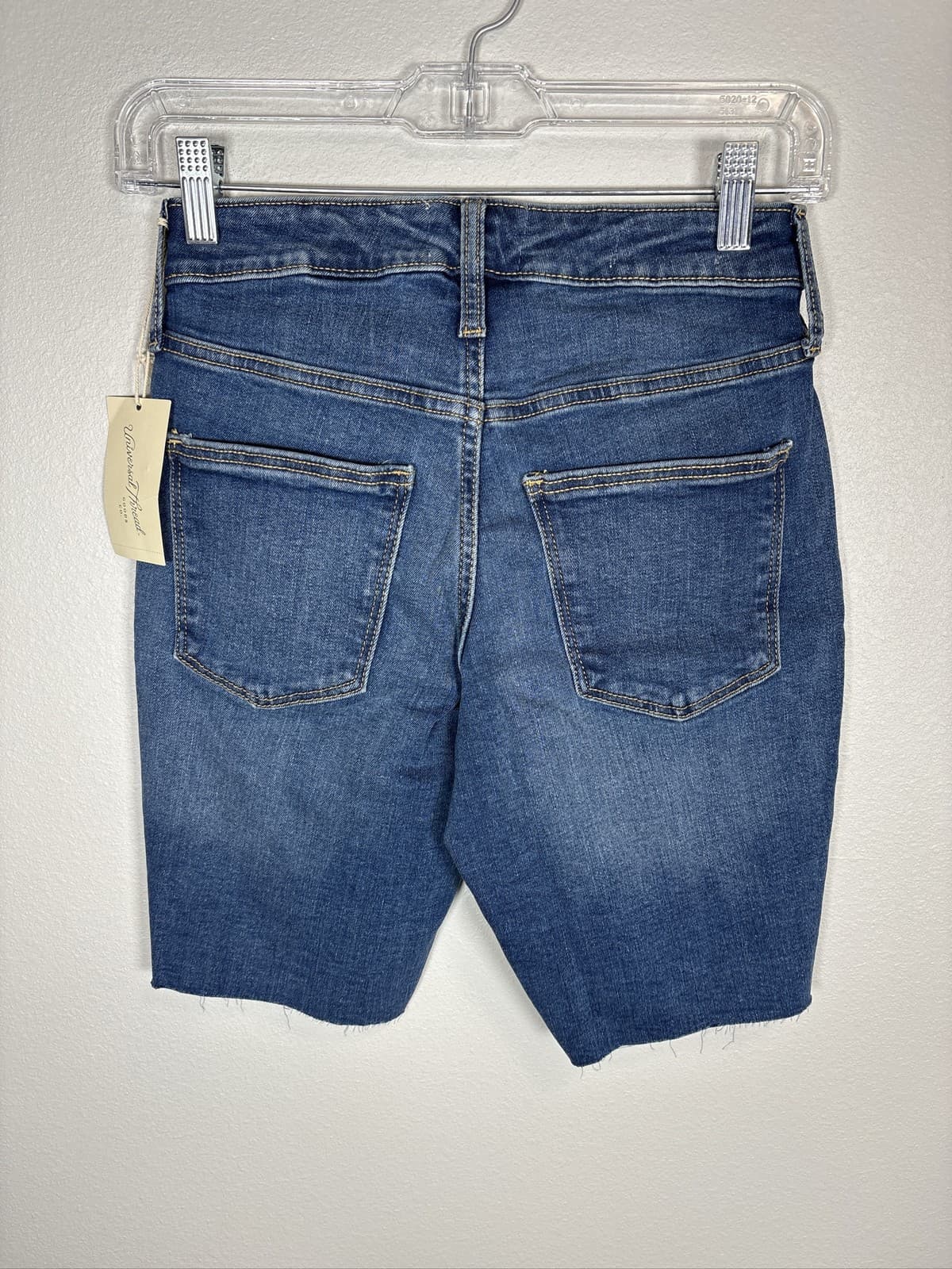 Universal Thread High Rise Bermuda Denim Shorts Raw Hem Blue Size 00 - Thumbnail 5