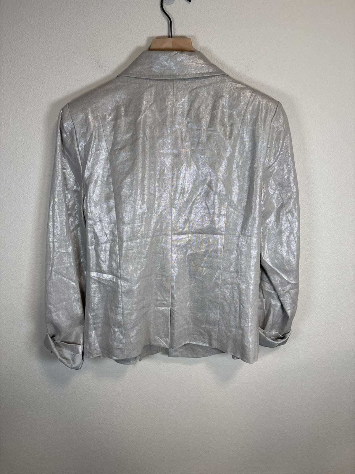 Spiegel Metallic Silver Double Breasted Blazer Jacket Women's Size 10 - Thumbnail 4