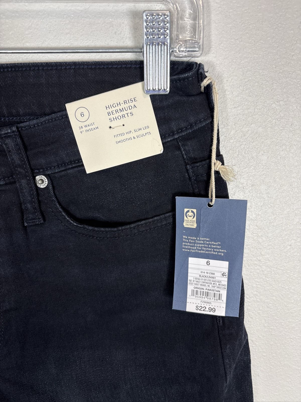 Universal Thread Women High-Rise Bermuda Shorts Black Denim Size 6 28 - Thumbnail 2