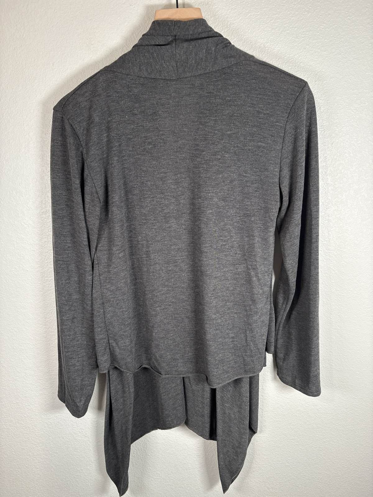 Belush Womens Gray Draped Cardigan Sweater Long Sleeve - Thumbnail 3