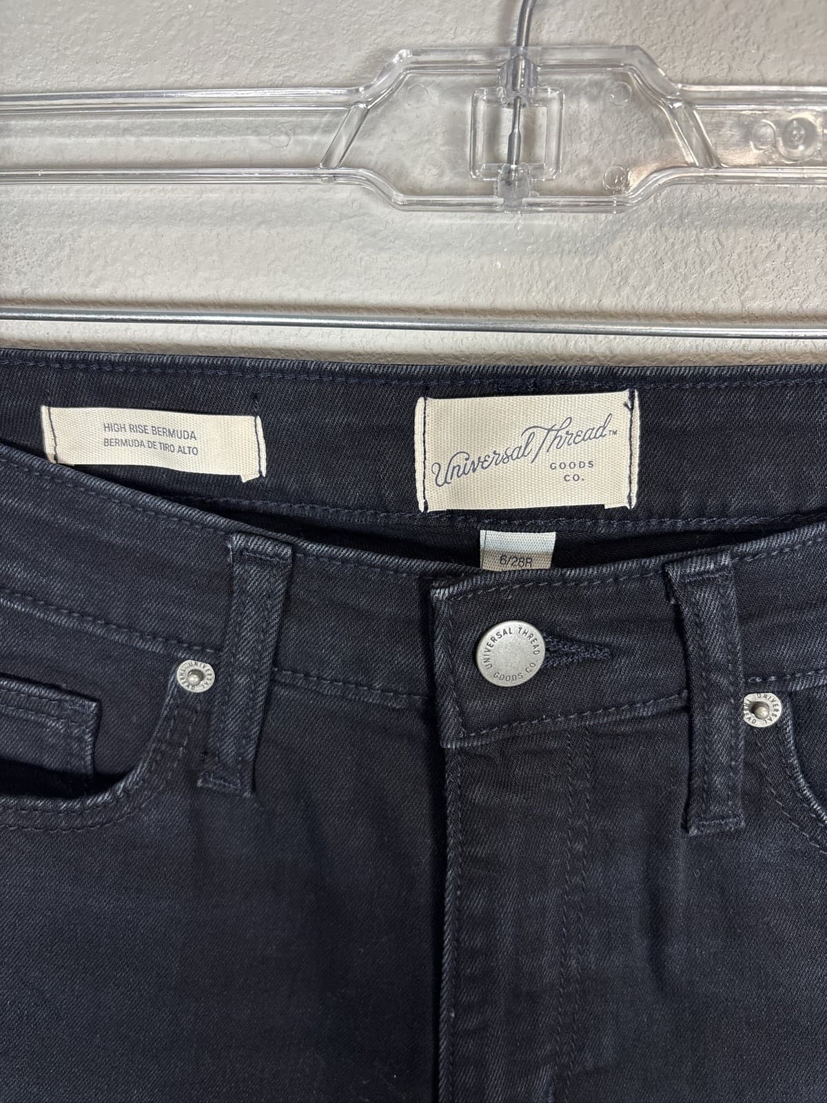Universal Thread Women High-Rise Bermuda Shorts Black Denim Size 6 28 - Thumbnail 3