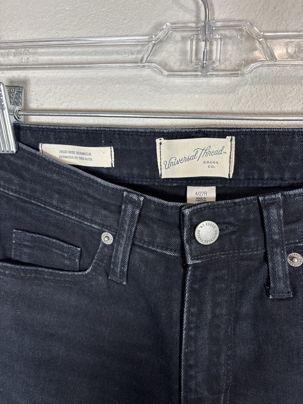 Universal Thread Womens High Rise Bermuda Shorts Black Denim Size 4 27 - Thumbnail 3