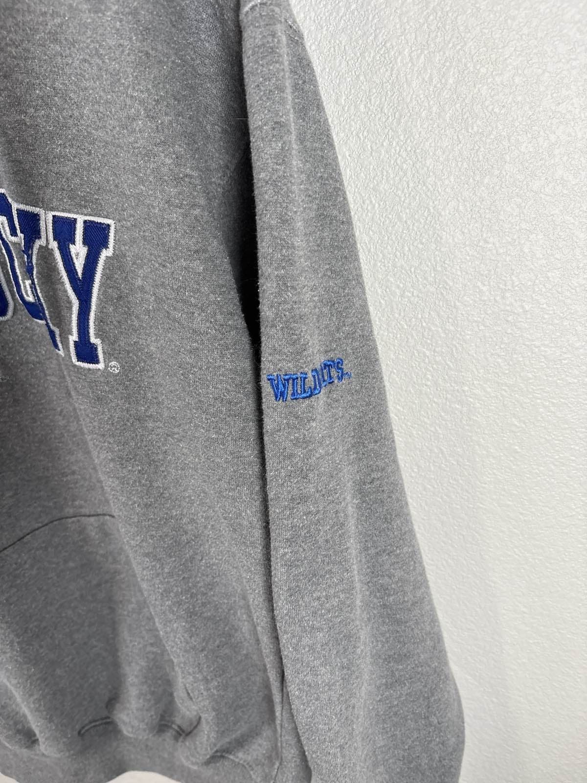 Kentucky Wildcats Hoodie Mens Gray Pullover Sweatshirt UK College L - Thumbnail 2