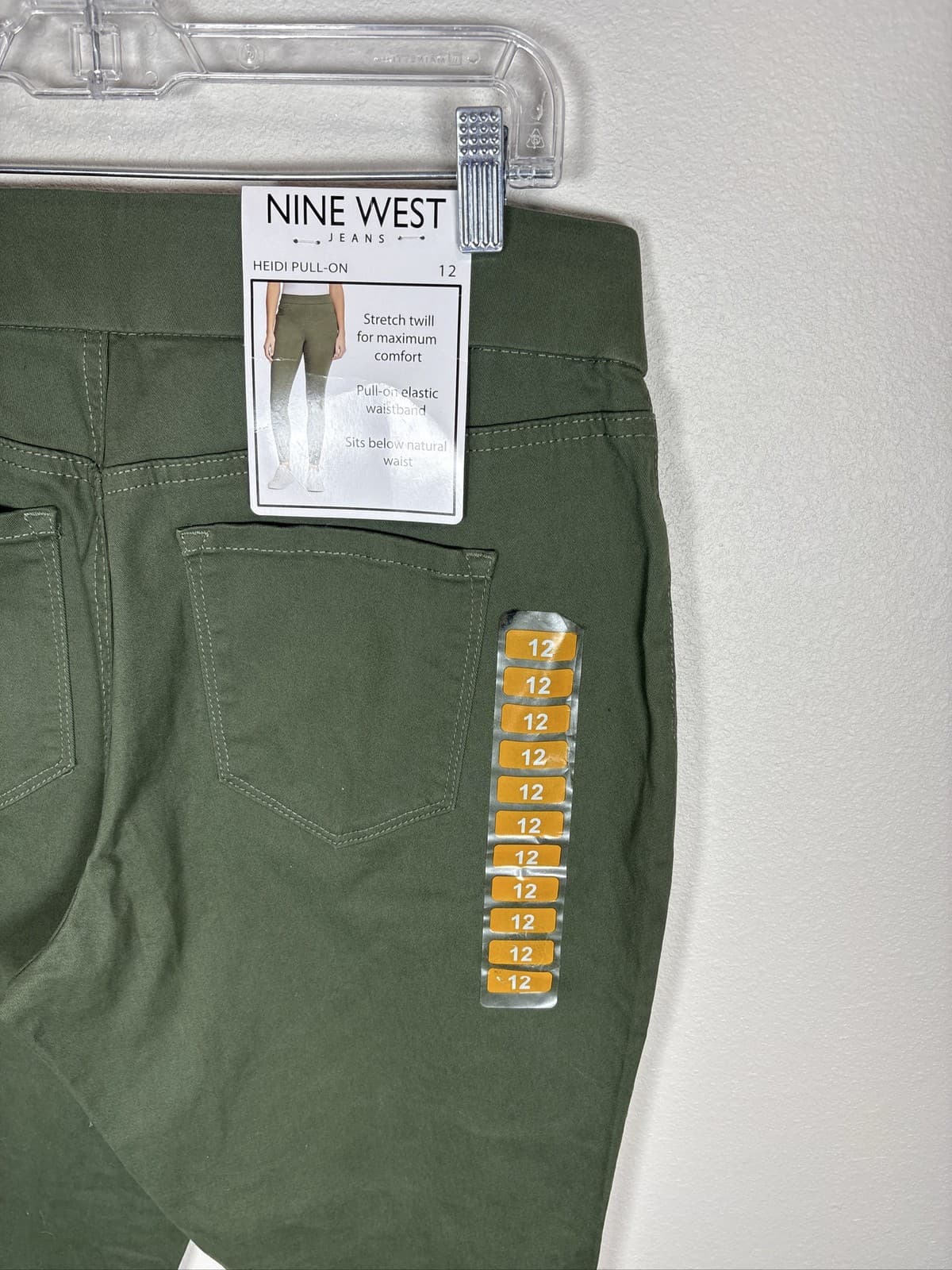 Nine West Heidi Pull On Skinny Pants Womens Size 12 Olive Green Stretch - Thumbnail 2