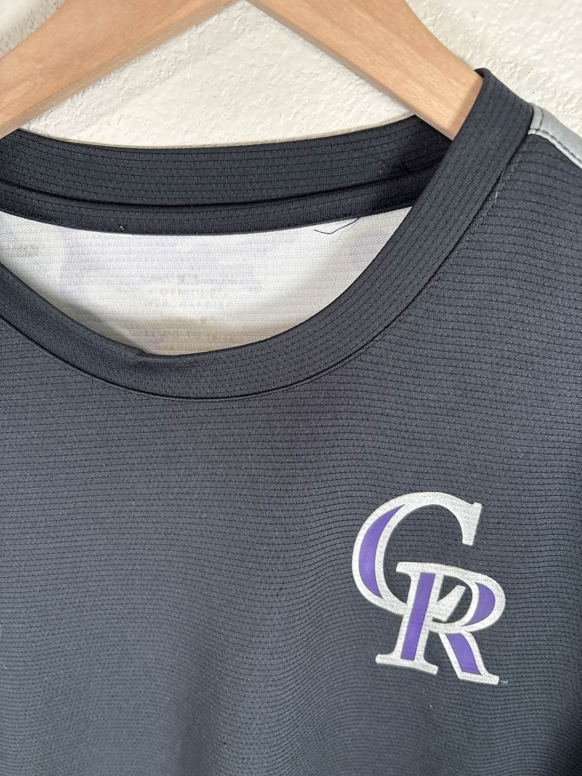 Colorado Rockies Youth Boys Black Purple Camo CR T-Shirt - Thumbnail 2