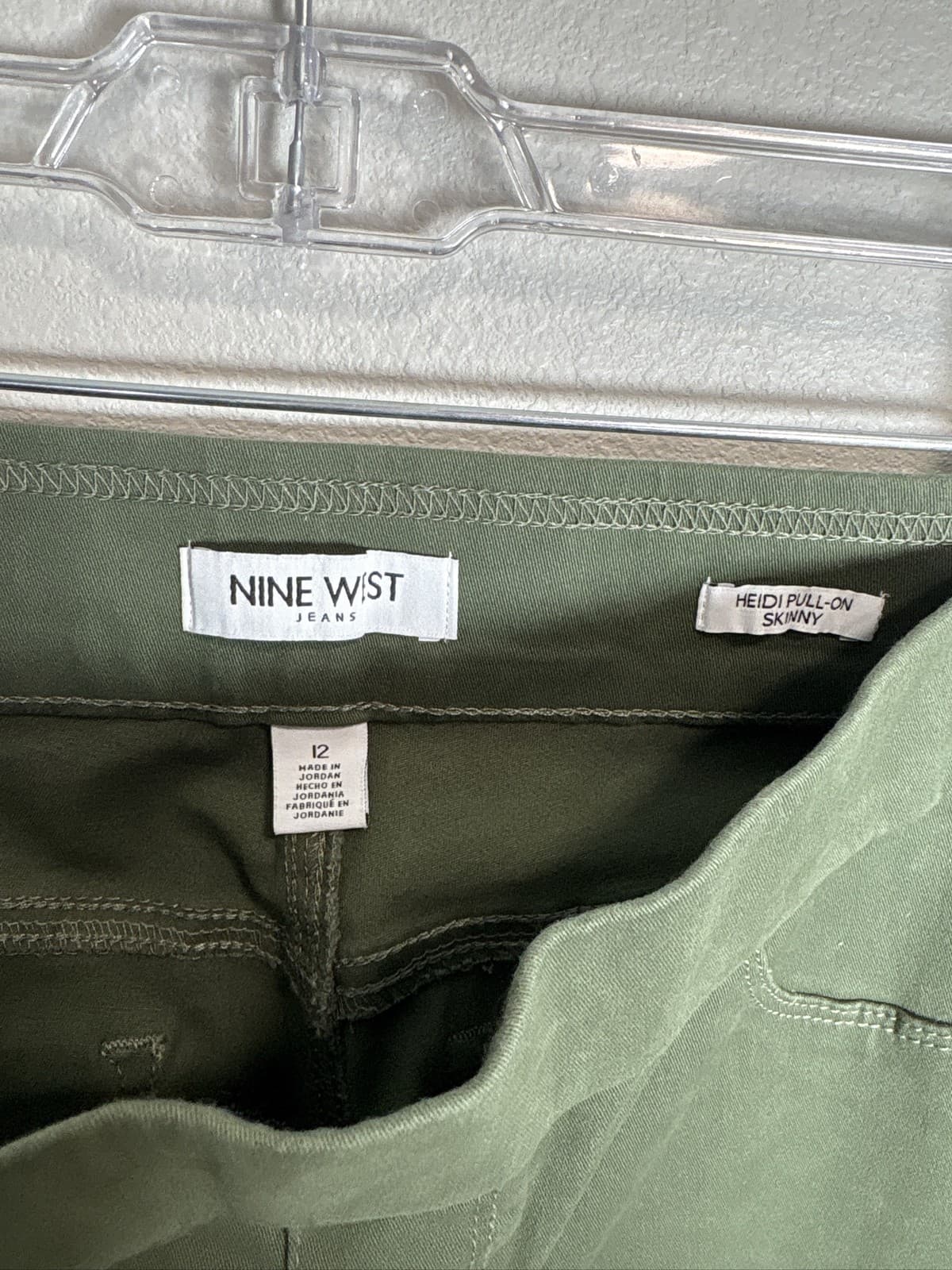 Nine West Heidi Pull On Skinny Pants Womens Size 12 Olive Green Stretch - Thumbnail 4
