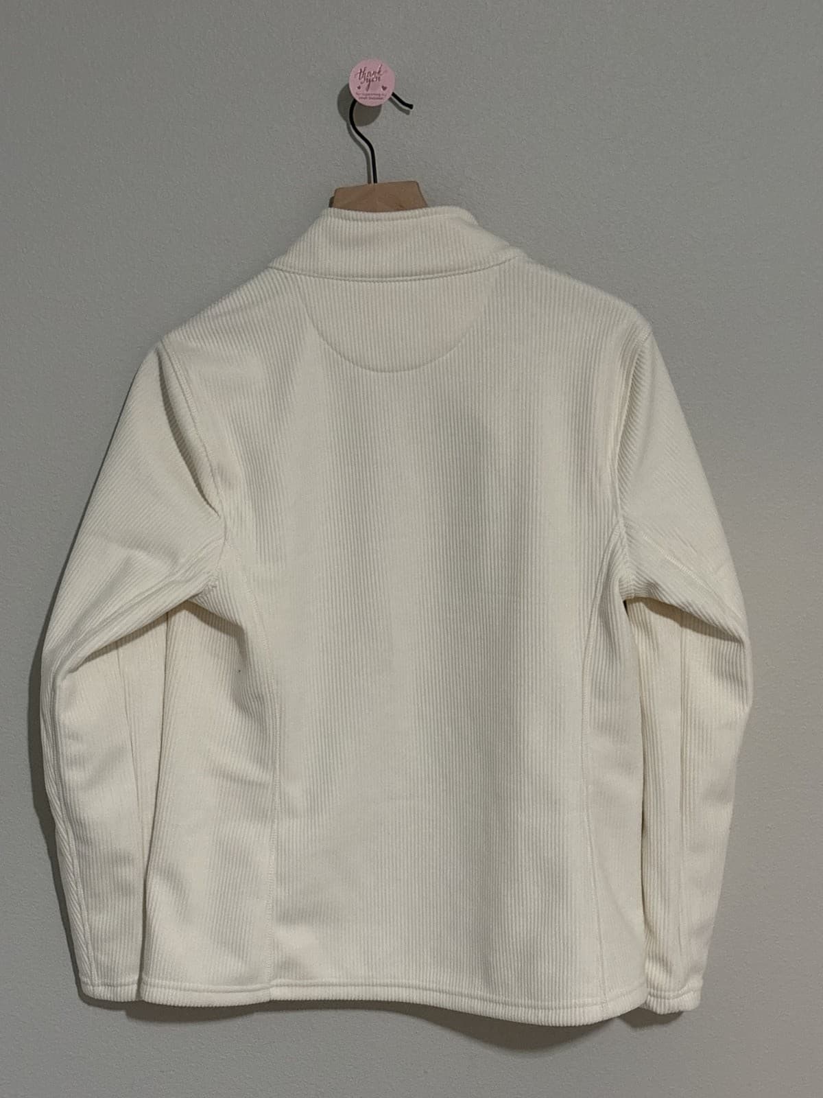 Andrew Marc Women's Cream Ribbed Full Zip Jacket Pockets M - Thumbnail 4