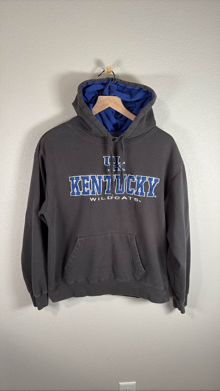 Kentucky Wildcats Hoodie Mens Gray Blue Pullover Spell Out Sweatshirt