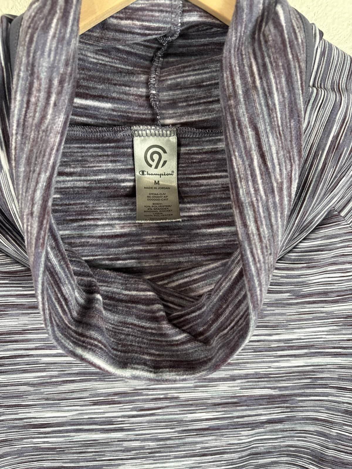 Champion Women's Cowl Neck Long Sleeve Striped Athletic Pullover Top M - Thumbnail 2