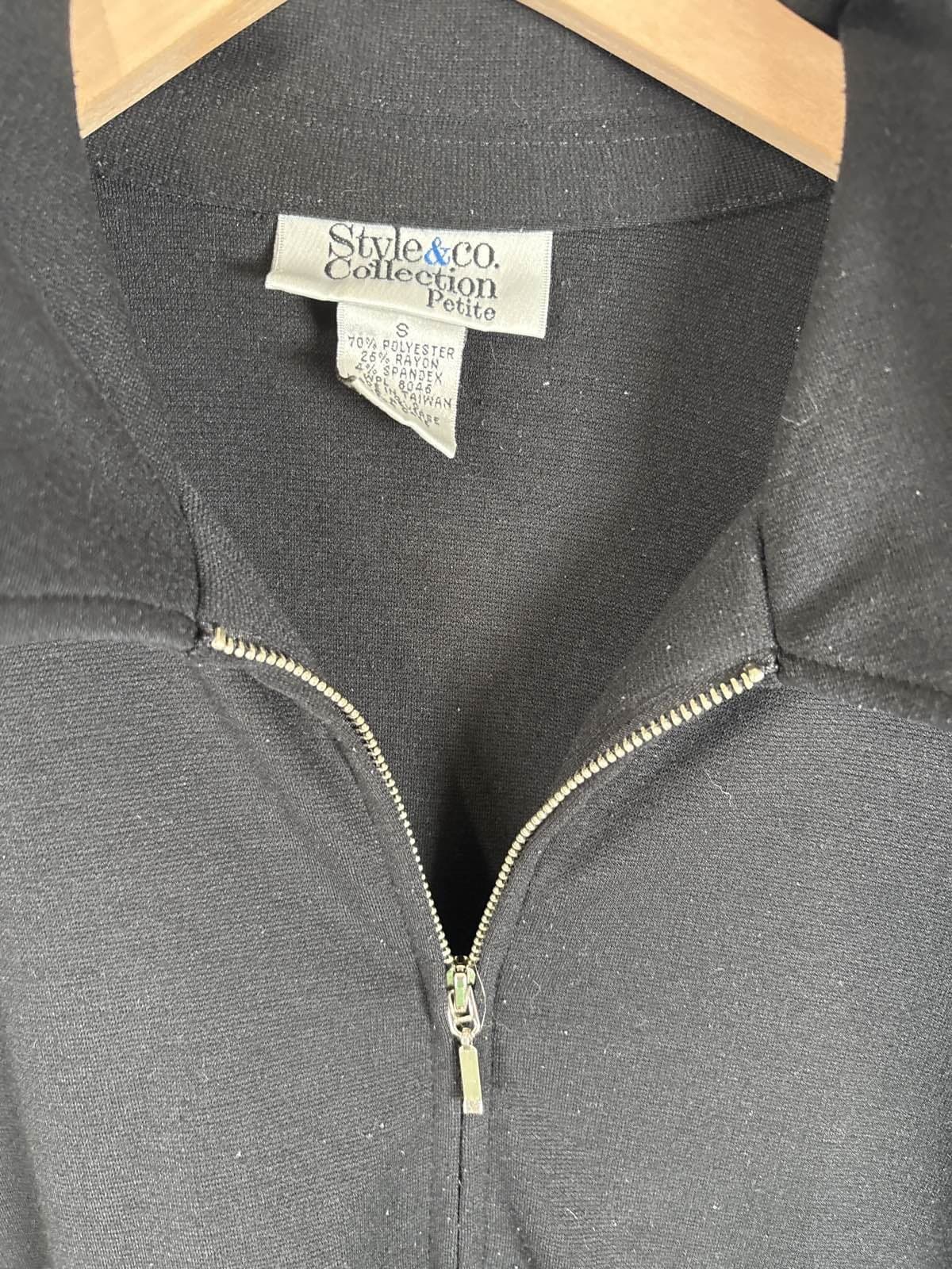 Style & Co Collection Black Zip Jacket S - Thumbnail 3