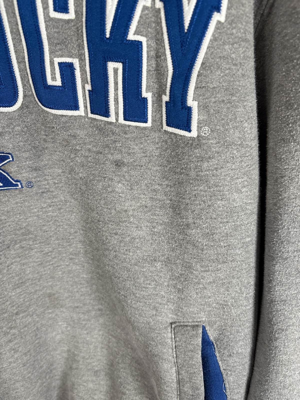 Kentucky Wildcats Hoodie Mens Gray Blue Pullover Sweatshirt UK College L - Thumbnail 4