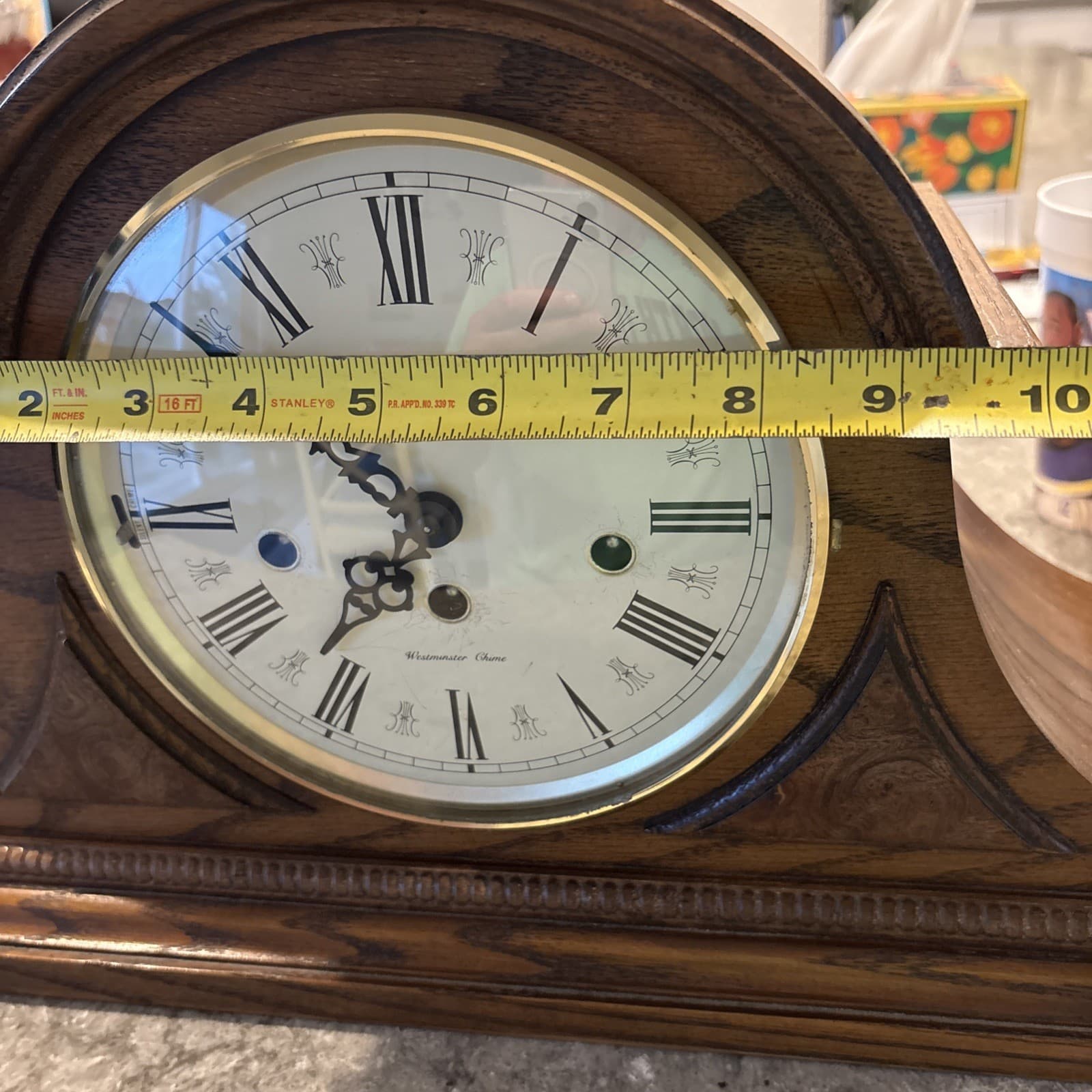 Howard Miller 613-102 Worthington Oak Mantel Clock Mechanical Westminster Chime - Thumbnail 13