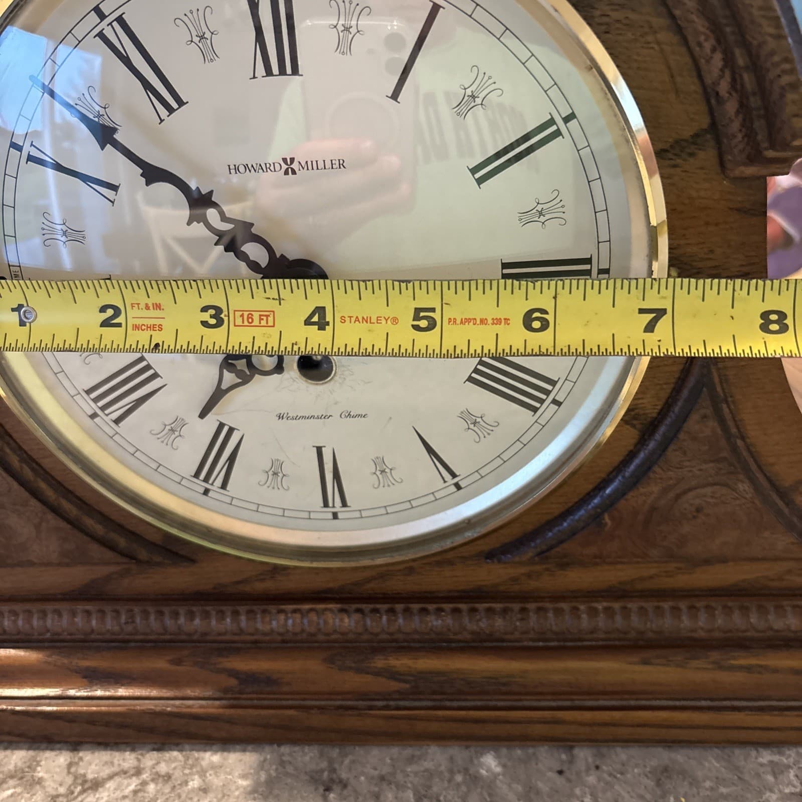 Howard Miller 613-102 Worthington Oak Mantel Clock Mechanical Westminster Chime - Thumbnail 15