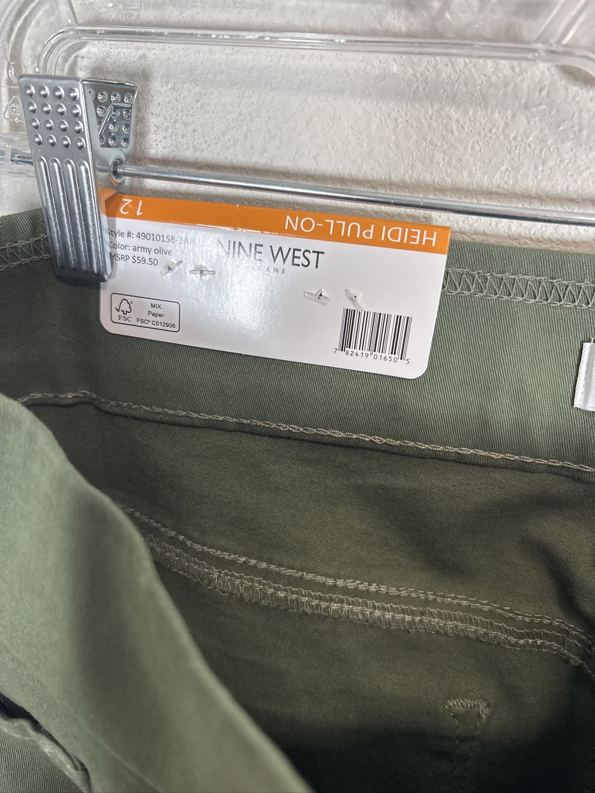 Nine West Heidi Pull On Skinny Pants Womens Size 12 Olive Green Stretch - Thumbnail 5