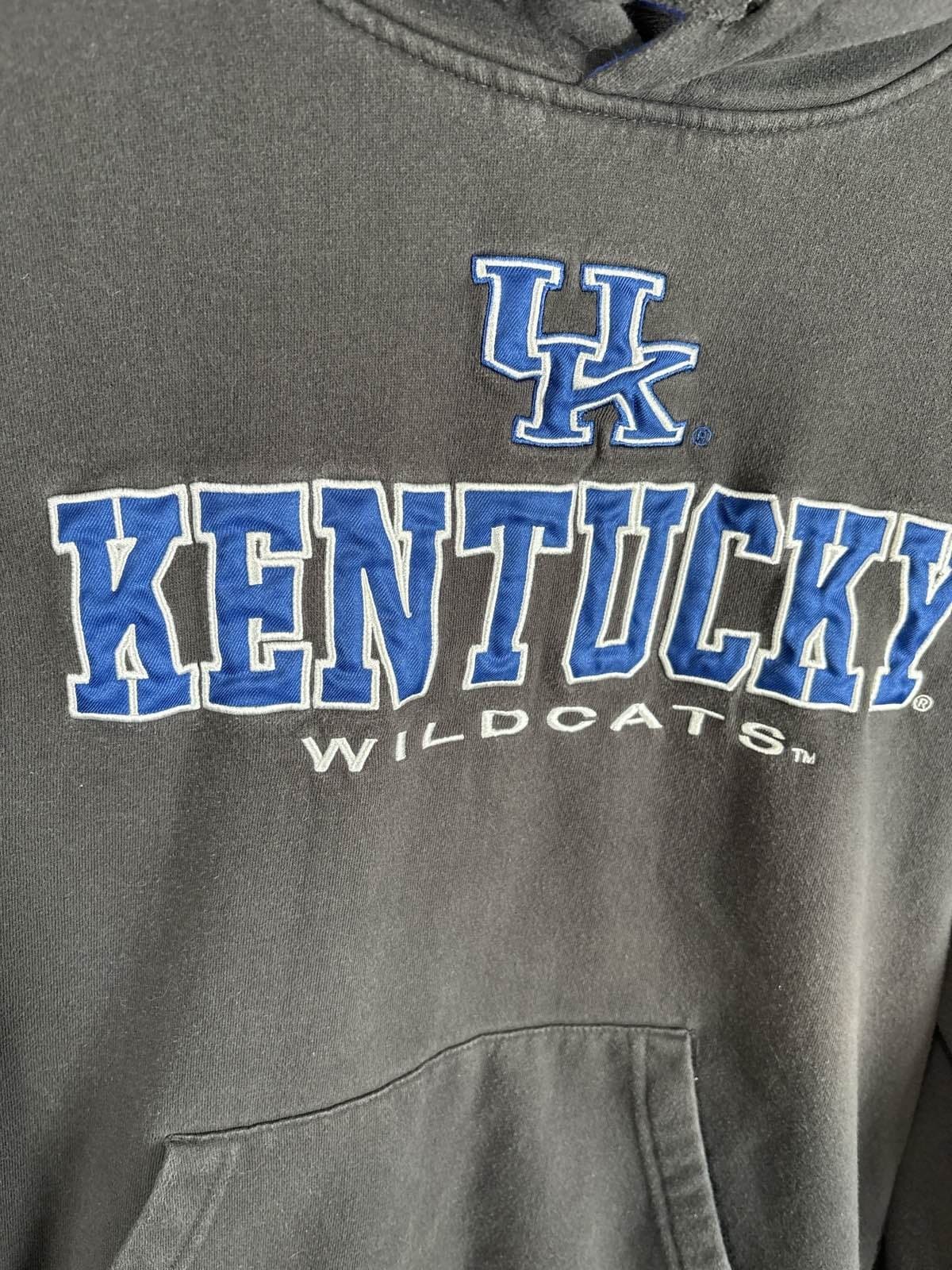 Kentucky Wildcats Hoodie Mens Gray Blue Pullover Spell Out Sweatshirt - Thumbnail 2