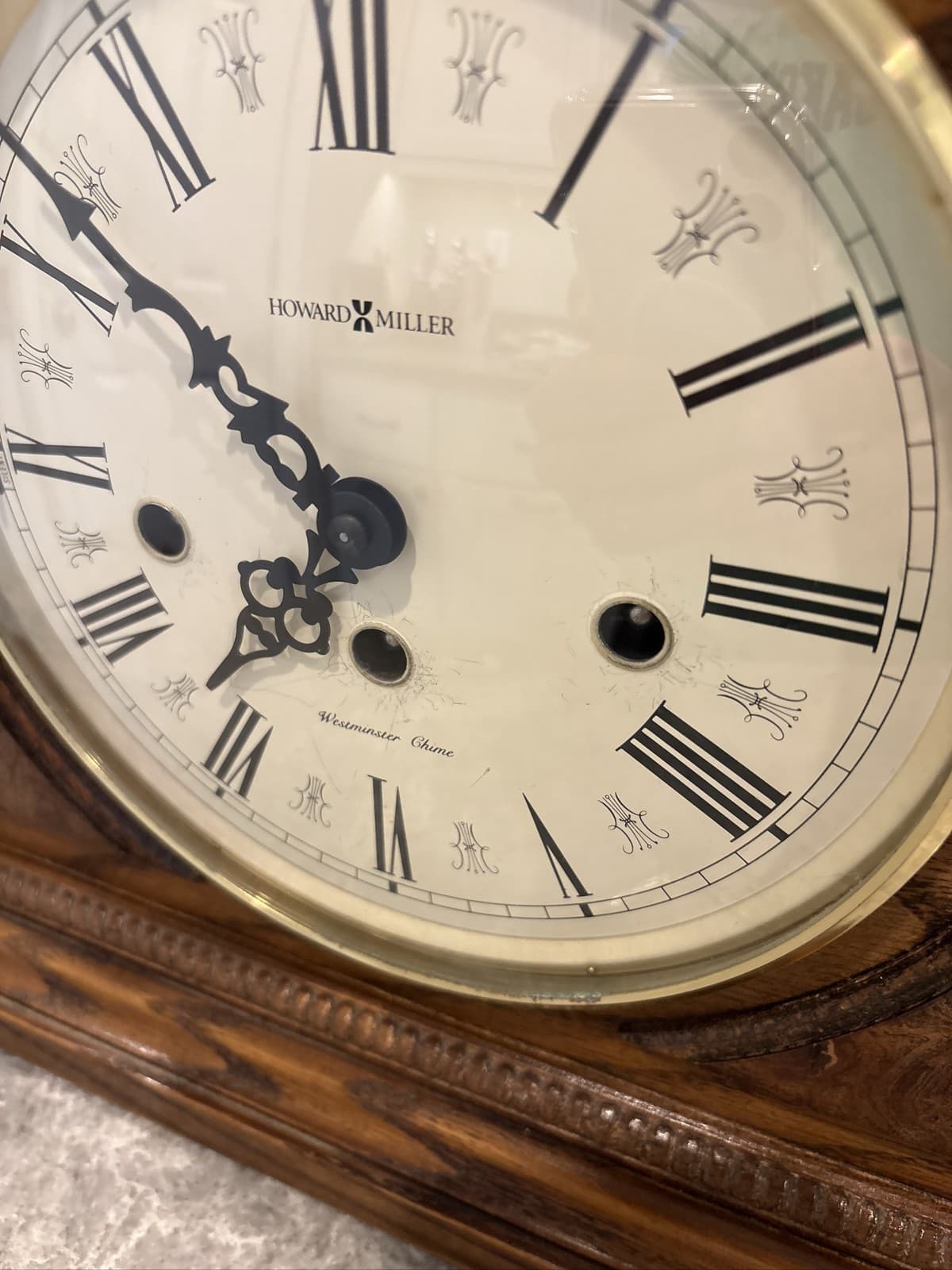 Howard Miller 613-102 Worthington Oak Mantel Clock Mechanical Westminster Chime - Thumbnail 4