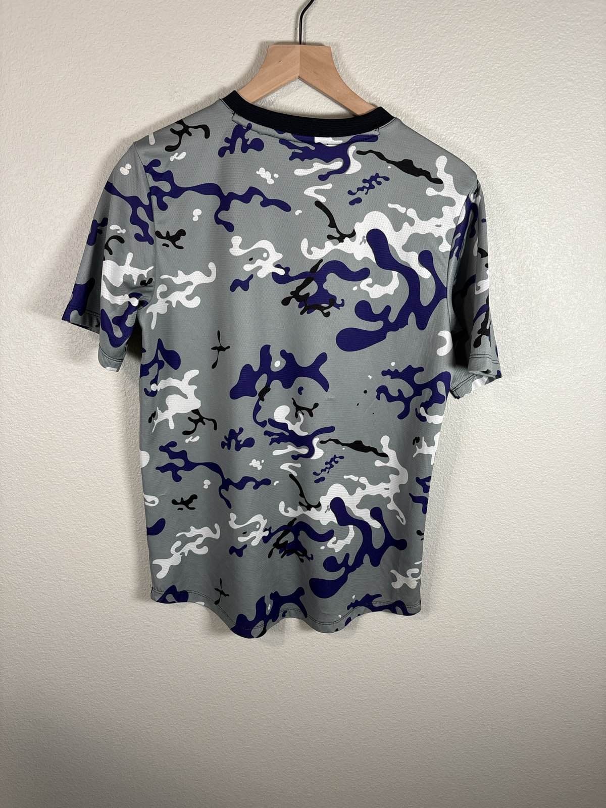 Colorado Rockies Youth Boys Black Purple Camo CR T-Shirt - Thumbnail 3