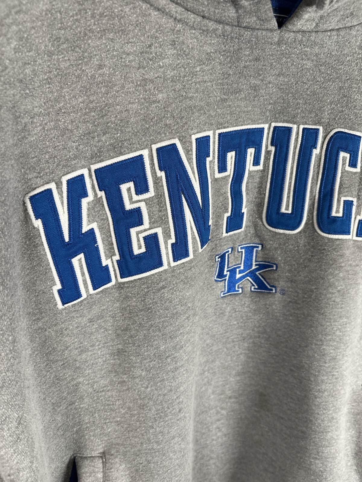 Kentucky Wildcats Hoodie Mens Gray Blue Pullover Sweatshirt UK College L - Thumbnail 2