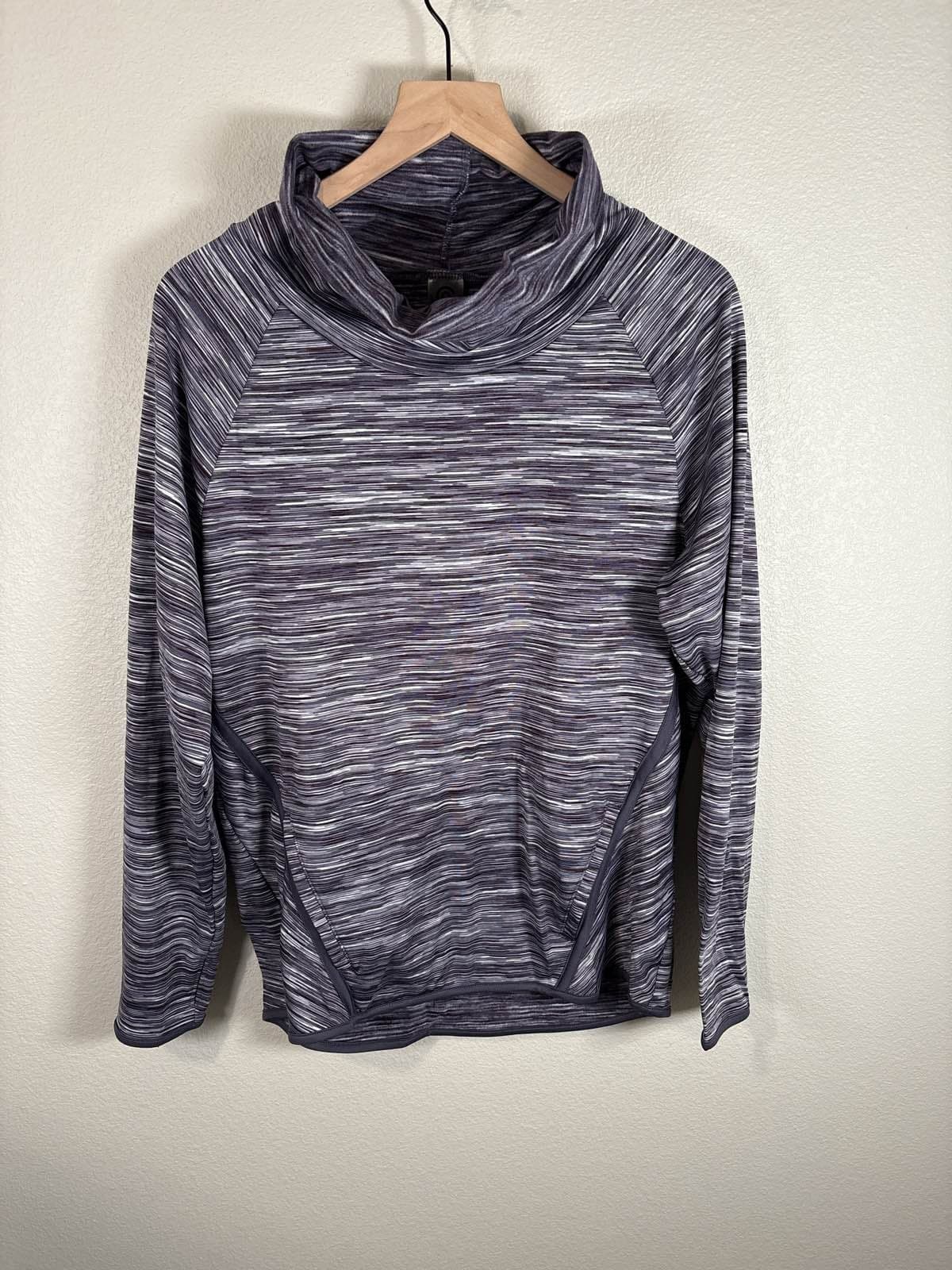 Champion Women's Cowl Neck Long Sleeve Striped Athletic Pullover Top M