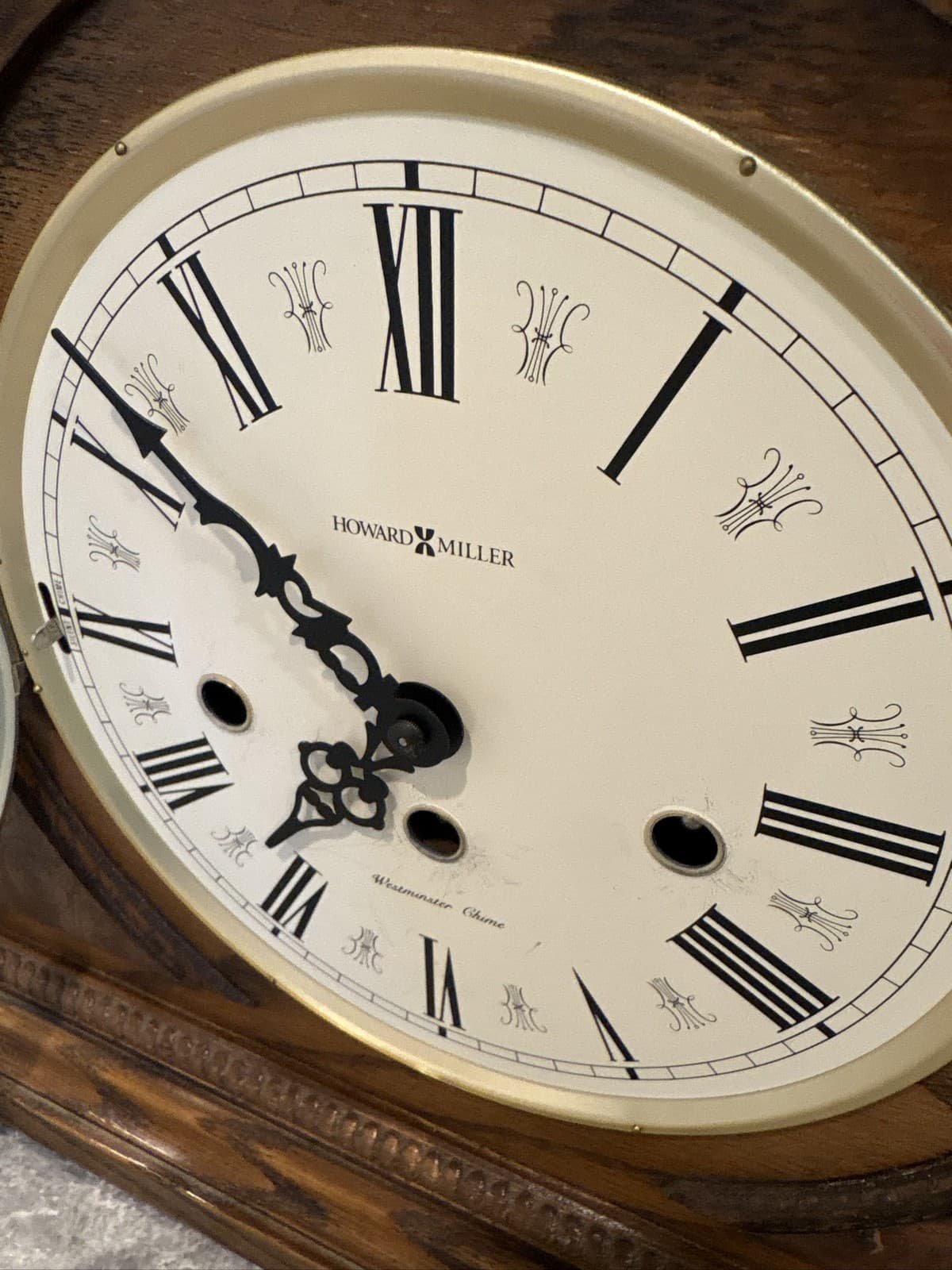 Howard Miller 613-102 Worthington Oak Mantel Clock Mechanical Westminster Chime - Thumbnail 5