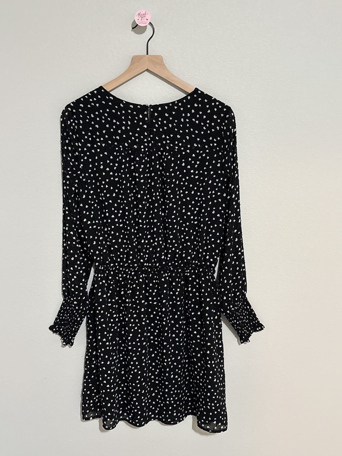 Eliane Rose Black Heart Print V-Neck Dress NWT M - Thumbnail 3