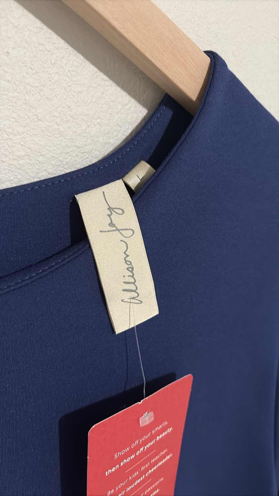 ALLISON JOY Marlee Shift Dress Large Blue Short Sleeve Scoop Neck - Thumbnail 2
