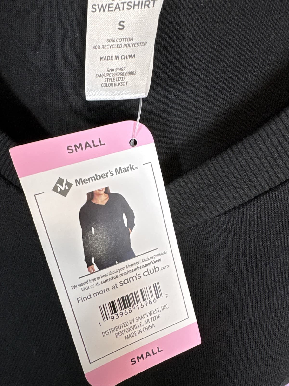 Member's Mark Women's Cozy V-Neck Brushed Fleece Sweatshirt Pockets Size Small - Thumbnail 3
