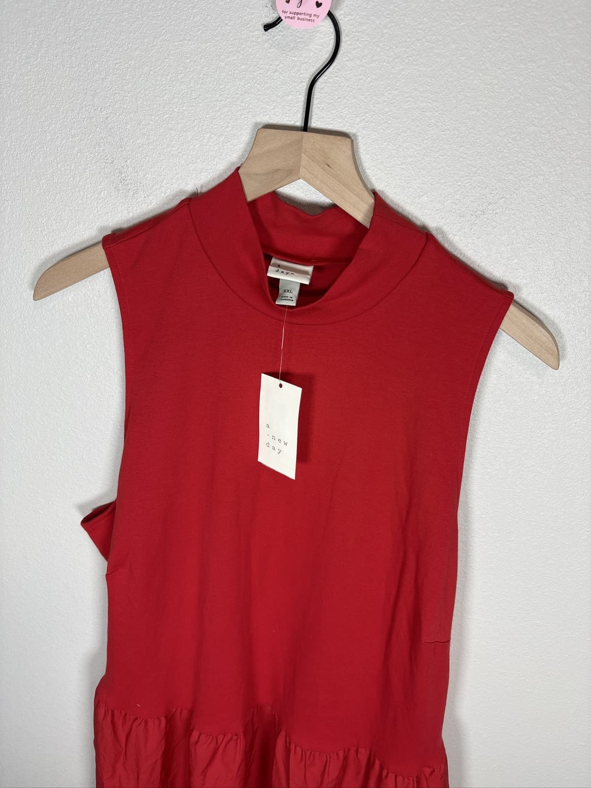 A New Day Women Red Sleeveless Mock Neck Drop Waist Maxi Dress XXL - Thumbnail 2