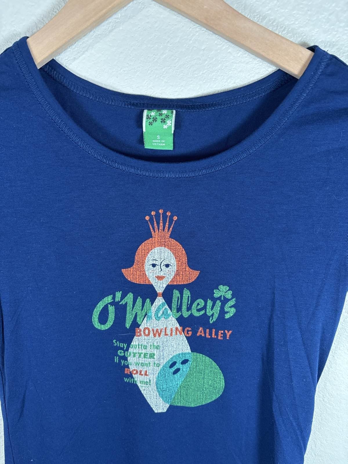O'Malley's Lucky Brand Bowling Alley Pin Graphic Tee Blue Womens S - Thumbnail 2