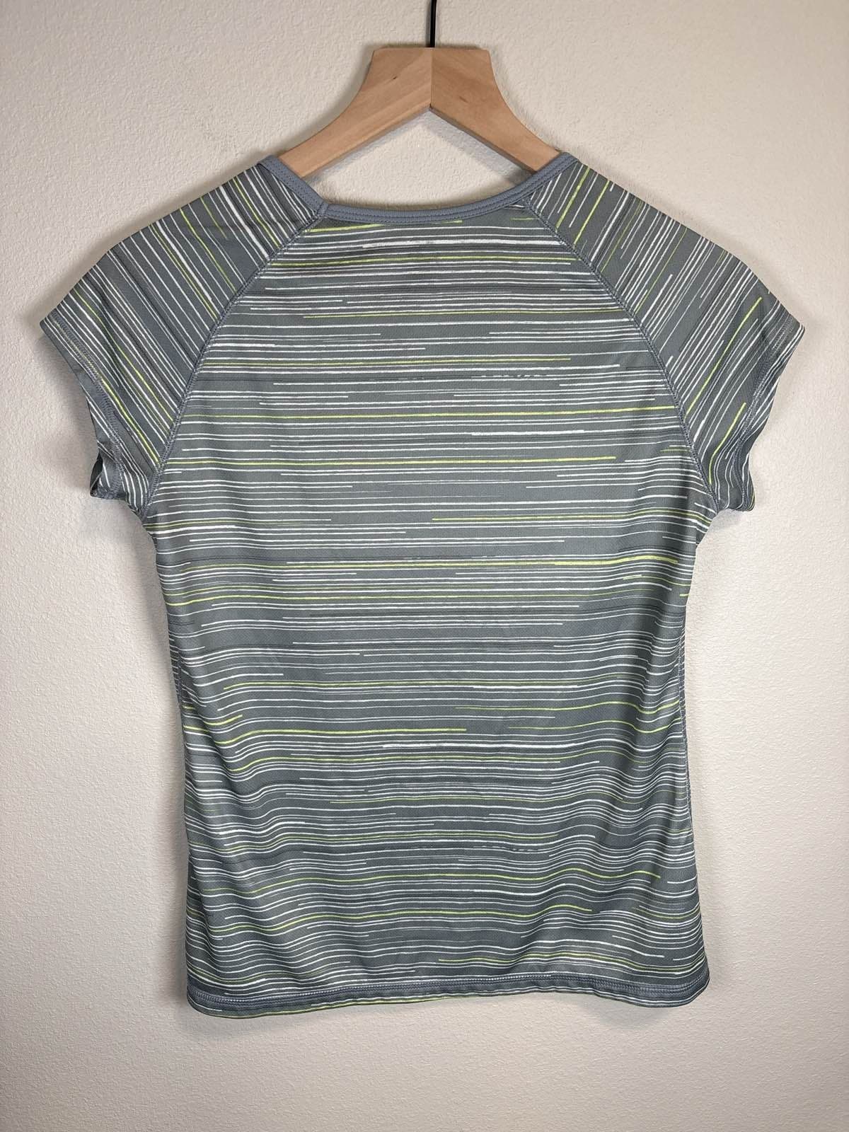 Champion Duo Dry Women's M Gray Stripe Athletic Tee - Thumbnail 3