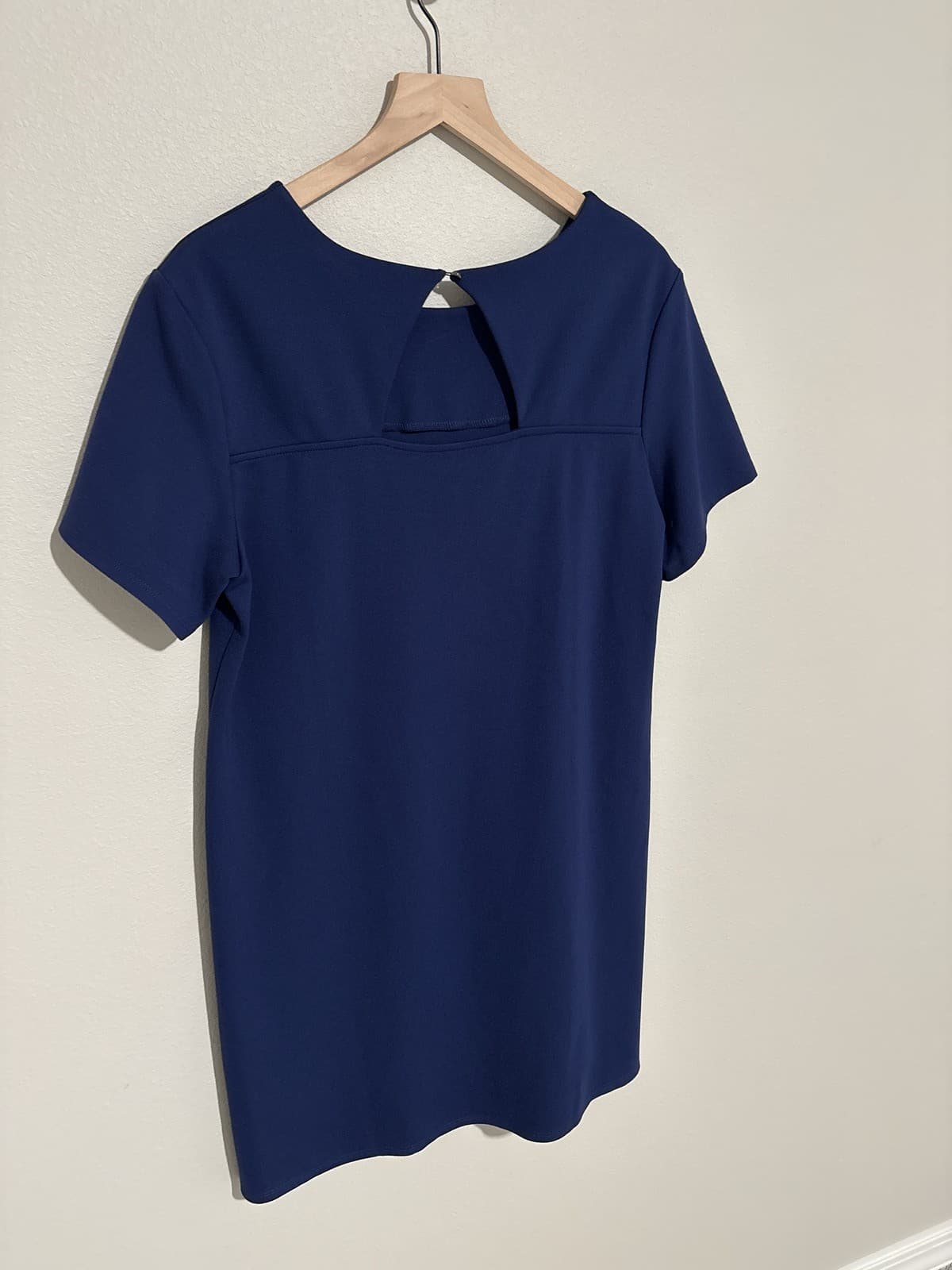 ALLISON JOY Marlee Shift Dress Large Blue Short Sleeve Scoop Neck - Thumbnail 3
