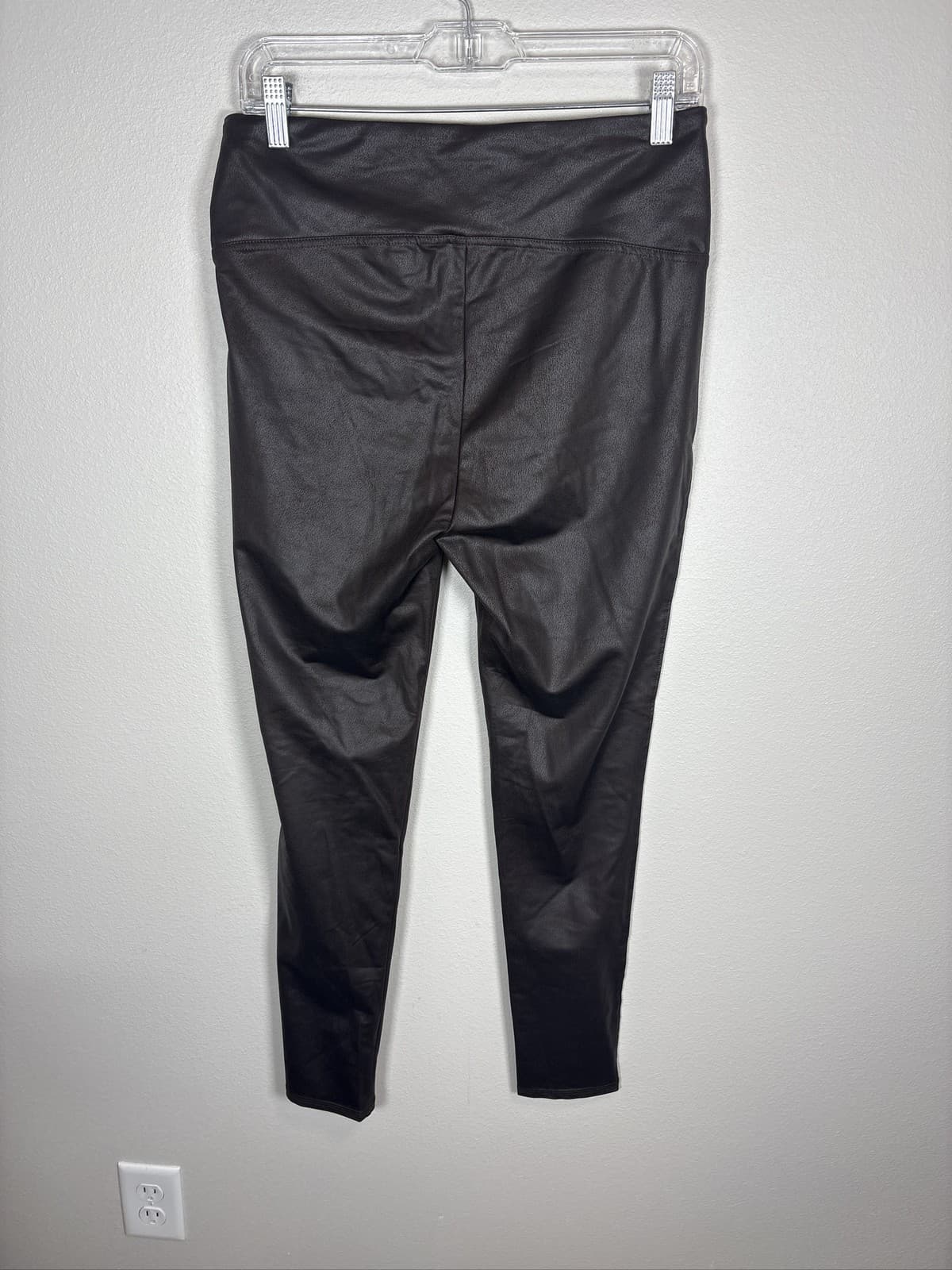 Seven7 Womens Espresso Brown Faux Leather High Rise Sculpting Leggings - Thumbnail 2