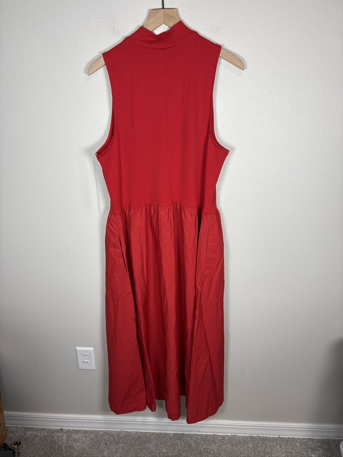 A New Day Women Red Sleeveless Mock Neck Drop Waist Maxi Dress XXL - Thumbnail 5