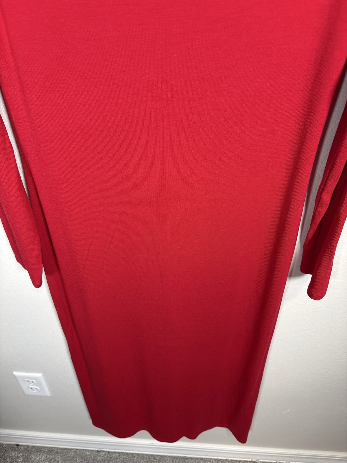 A New Day Women Red Long Sleeve Knit Midi Bodycon Dress Size Medium - Thumbnail 3