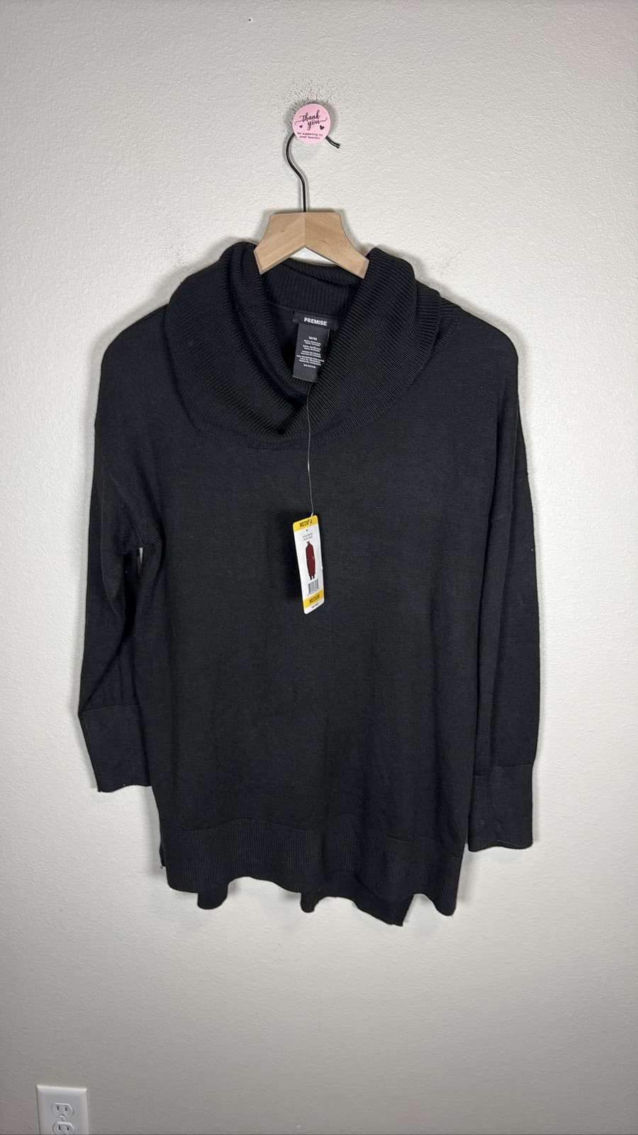 Premise Studio Women Black Cowl Neck Knit Pullover Sweater Size Medium