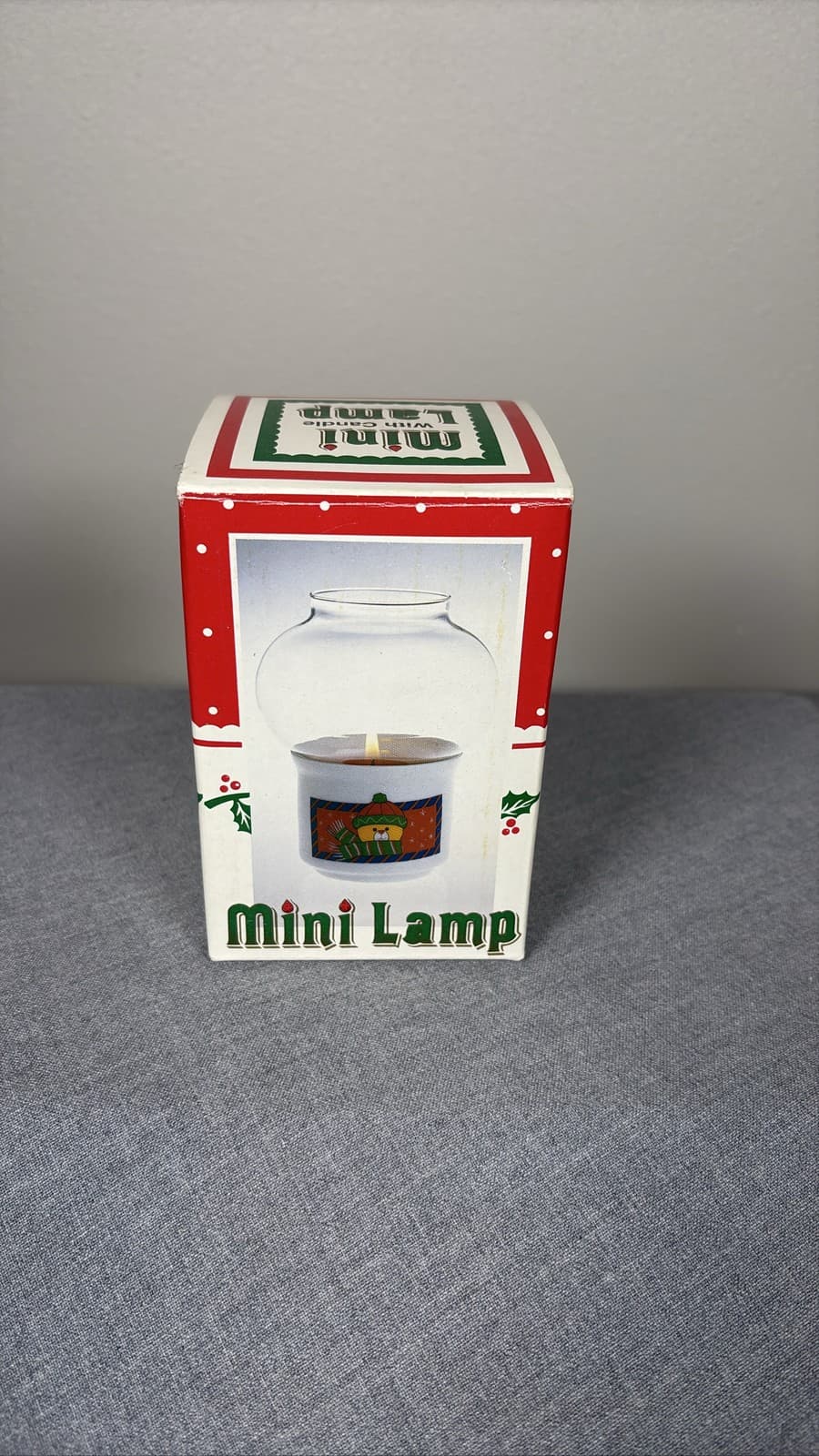 Christmas Teddy Bear Mini Hurricane Candle Lamp Holder Holiday Decor Box
