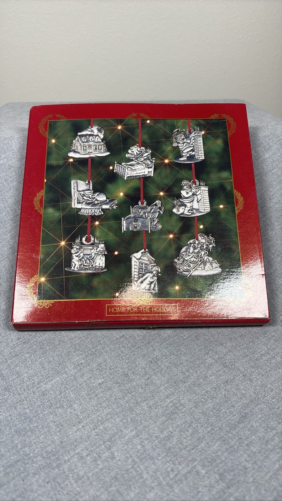 Madison Ave Twas the Night Before Christmas Pewter Ornament Set of 9