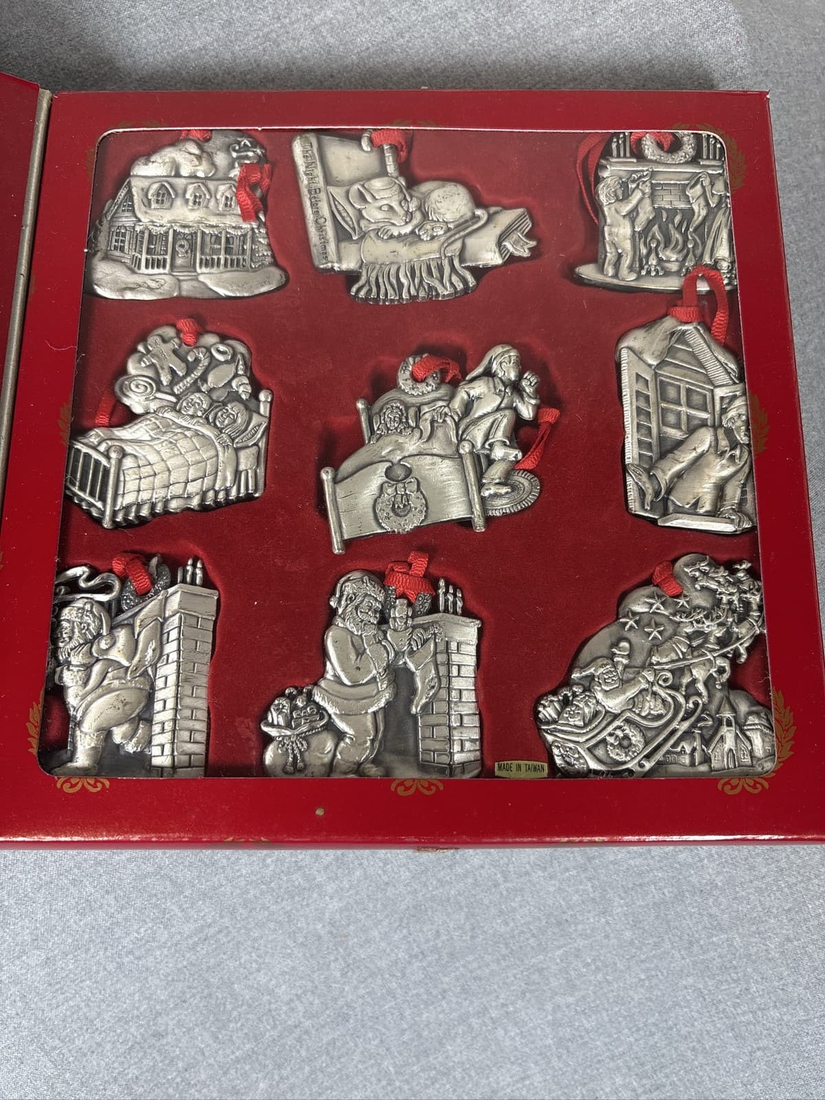 Madison Ave Twas the Night Before Christmas Pewter Ornament Set of 9 - Thumbnail 2